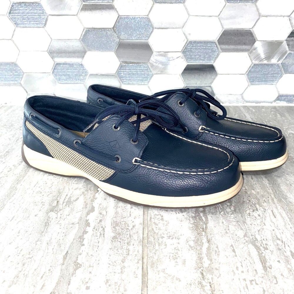 Sperry STS83691 Intrepid Navy Womens Leather Top Sider Loafer Boat Shoes Size 11